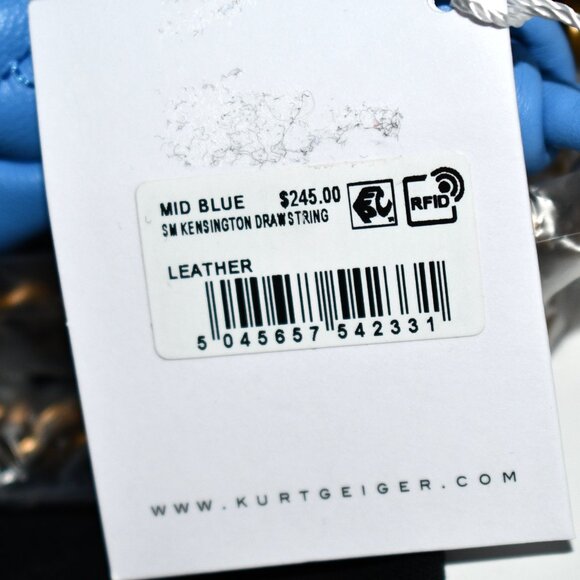 Kurt Geiger London SMALL Kensington Quilted Drawstring Bucket Bag in MID BLUE NW - Picture 7 of 8